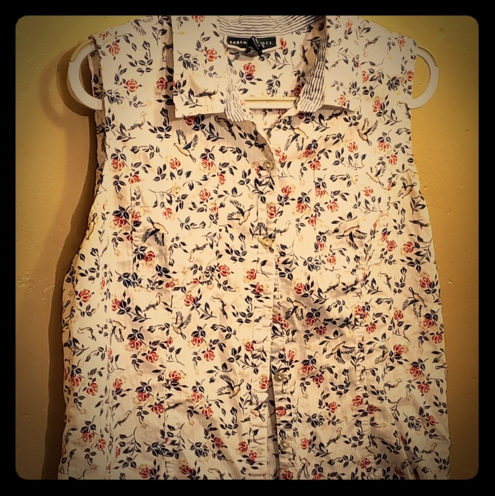 Womens button up sleeveless dress shirt size L